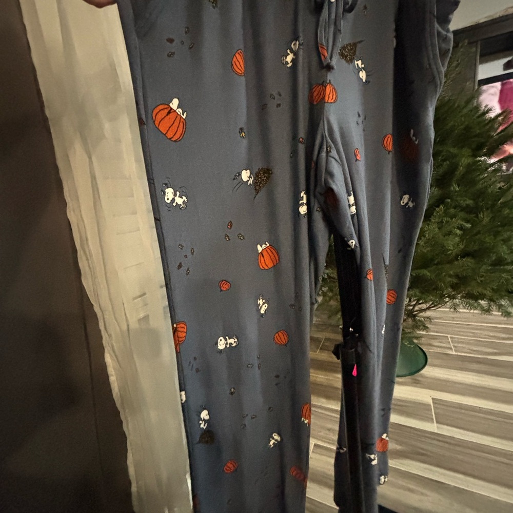 Maurices Snoopy Blue Sleepwear with Pumpkin and Character Design